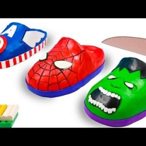 DIY sandal Mix Superheroes Spider-man, Hulk, Captain America with clay 🧟 Polymer Clay Tutorial