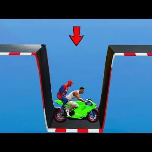 GTA 5 Franklin Motorcycles and Spider-man Mega Ramp Jump Challenge