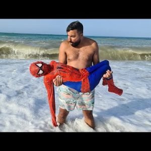 spider-man superhero at the beach