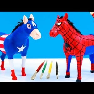 DIY horse mod Superheroes Spider man and Captain America with clay 🧟 Polymer Clay Tutorial