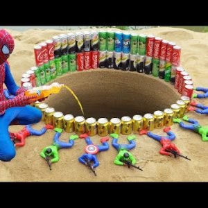 Spiderman Different Fanta, Coca Cola, Pepsi, Sprite And Spider-Man crawling VS Mentos | Among Us
