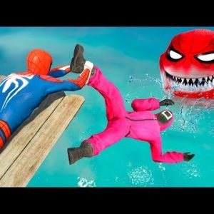 GTA 5 SPIDER SHARK | Spiderman VS Squid Game Guard | WATER RAGDOLLS [Euphoria Physics]