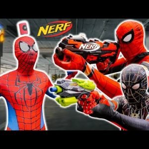 TEAM SPIDER-MAN NERF GUN vs BAD GUY TEAM | RESCUE BLACK SPIDER-MAN (Live Action)