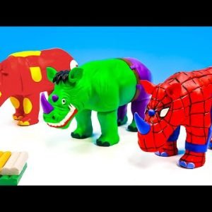 DIY Rhino mix Superheroes Spider-man, Hulk, Iron Man with clay 🧟Superheroes Avenger 🧟Clay Tutorial