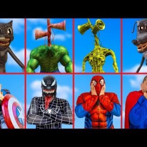 SUPERHEROES Funny Stories | SPIDER-MAN VS Siren Head | Cartoon Cat, SCP096, Huggy Wuggy In Real