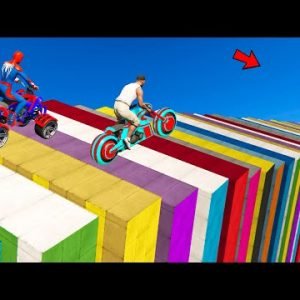 Spider-man Quad Bike and Franklin Motorcycle Mega Ramp Race Challenge – GTA 5