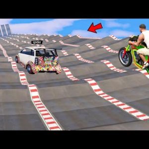 Spider-man Car and Franklin Motorcycles Mega Ramp Race Challenge – GTA 5