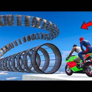 Spider-man and Franklin Motorcycles, Race with Sharp Pipes Stunt Challenge