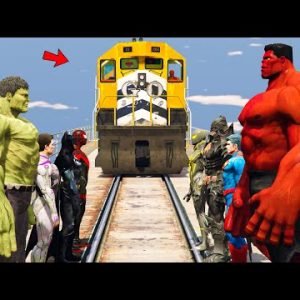 Can Superheroes Stop The Train In GTA 5? (Spider-Man, Batman, Superman, Hulk)