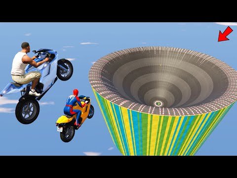 Franklin Motorcycle and Spider-man Bike Tried Ring Impossible Ramp Challenge in GTA 5 Game