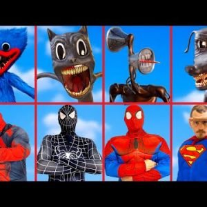 Fun SPIDER-MAN VS Cartoon Cat | SUPERHEROES VS Monster Siren Head | HULK VS All SCP in Real Life