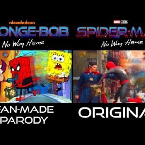 SPIDER-MAN: NO WAY HOME and SPONGEBOB Parody Side-By-Side comparison