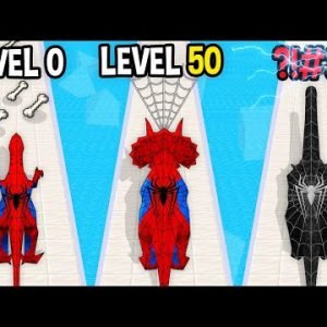 Monster School: Dinosaur Spider-Man GamePlay Mobile Game Runner Max Level LVL – Minecraft Animation