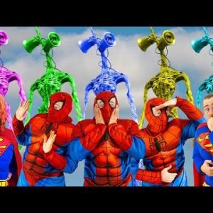 SUPERHEROES SQUAD Spider-Man, Venom, Deadpool VS Siren Head, Cartoon Cat, SCP 096  | Big Green Hulk