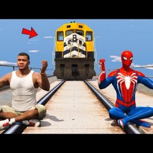 Spider-man VS Franklin Train Challenge. Can Stop The Train In GTA 5? Part 2