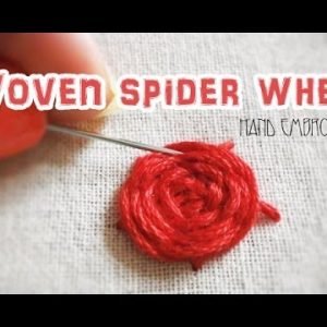 Woven spider wheel: Hand embroidery
