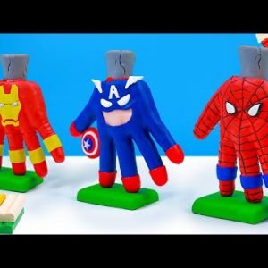 DIY hand mod Superheroes Iron Man, Spider man, Captain America with clay🧟 Polymer Clay Tutorial
