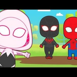 FIVE LITTLE BABIES with Spider Hero 🕷 Spider Heroine and Friends | Children’s Songs