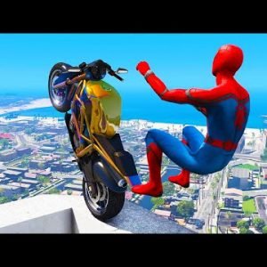 GTA 5 Spiderman Motorcycle Stunts #8 – Spider-Man Jumps & Fails, Gameplay