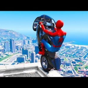 GTA 5 Spiderman Motorcycle Stunts #10 – Spider-Man Jumps & Fails, Gameplay