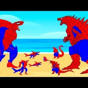 Team SPIDER GODZILLA vs Team SPIDER SHARKZILLA| Godzilla Cartoon Compilation