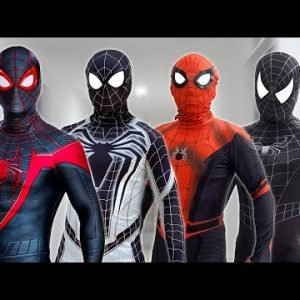 TEAM SPIDER-MAN vs BAD GUY TEAM – VENOM, RED & WHITE vs BAD-HERO (Live Action)