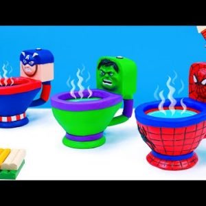 DIY toilet cup mod Superheroes Hulk, Spider man, Captain America with clay 🧟 Polymer Clay Tutorial