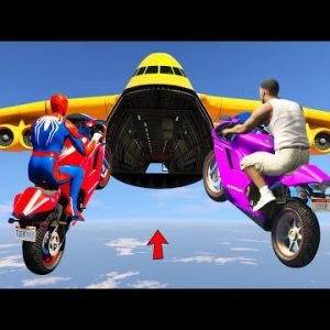 Franklin Bike and Spider-man Motorcycle Stunt Race Ramp Challenge in GTA 5