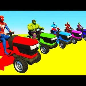 JUSTICE LEAGUE VS TEAM AVENGERS Spider-Man Racing Tractors Motorcycles Challenge on Rampa – GTA 5