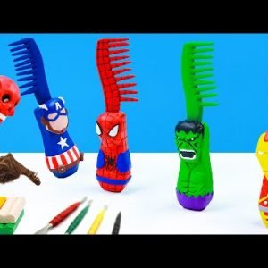 DIY Comb mix Superhero Spider-man, Hulk, Captain America, Iron Man with clay🧟 Polymer Clay Tutorial