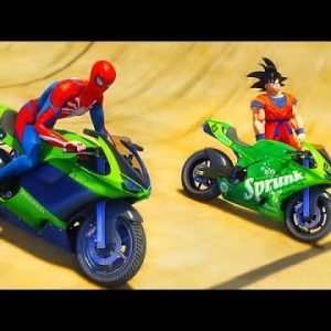 SPIDERMAN, GOKU and SUPER HEROES CHALLENGE ! WITH COOL BIKES AND CARS – SPIDER CARS