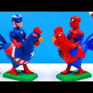 DIY chicken man mixed superheroes Spider man, Captain America with clay π§ Polymer Clay Tutorial