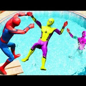 GTA 5 Rainbow Spiderman Falling Into Pool (Spider-Man Jumps & Ragdolls) #5