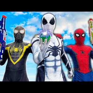 TEAM SPIDER-MAN Nerf War vs COLOR BAD GUY TEAM || Ruby Battle 2 ( Live Action , Rescue , Parkour.. )