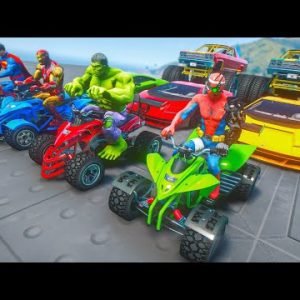 GTA V Mega Ramps Challenge Off road Blazer, Cars with Team Spider-Man and SuperHeroes #565