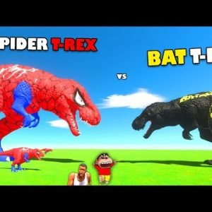 SPIDER T-REX kidnapped BABY SPIDER T-REX in Animal Revolt Battle Simulator with SHINCHAN and CHOP