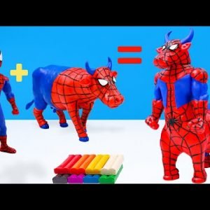 DIY Cow Man mix Superhero Spider-man And foot mix Hulk, Spider-man with clay 🧟 Polymer Clay Tutorial