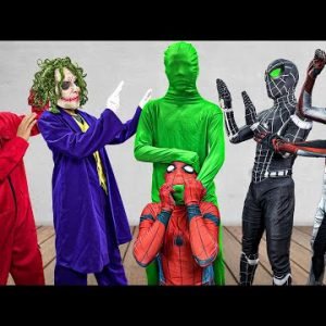 TEAM SPIDER-MAN vs BAD GUY TEAM || ALL SUPERHEROES vs Mystery GREEN-MAN ( Live Action )