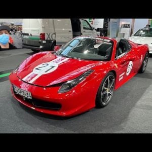 Ferrari 458 Spider space drive inside without steering wheel by Paravan walkaround and interior K213