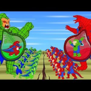 SPIDERMAN GODZILLA, PANDA, DUCKZILLA vs GREEN SPIDER KONG, SHARKZILLA, CROCODILE: Who Is Stronger?