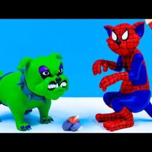 Tom Cat and Pitbull dog mixed superheroes Spider man, Hulk with clay 🧟 Polymer Clay Tutorial