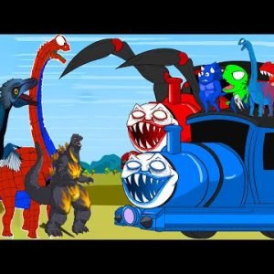 SPIDER BRACHIOSAURUS vs EVOLUTION Of Bloop & REX DINOSAUR, GODZILLA Rainbow CHOO CHOO Baby Is So Sad