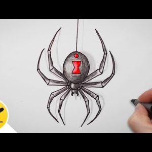 Spider drawing — How to draw a Black Widow Spider step by step