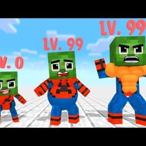 Monster School : Spider Man Baby x Hulk Level Up – Minecraft Animation