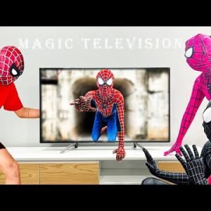 3 SPIDER-MAN Bros vs MAGIC TELEVISION || Who Is The REAL SPIDER-MAN ?? ( Live Action ) by Bunny Life