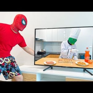 5 SPIDER-MAN Bros vs MAGIC TELEVISION ( Take a Food , Trampoline , Dinosaur … ) || Comedy Video