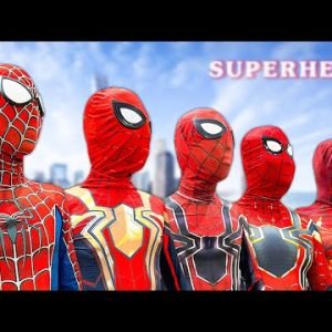 5 RED SPIDER-MAN Bros || No No No , Today is RED COLOR DAY !! ( Red Food , Red Nerf Gun … )