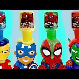 Learn Colors with Superhero Avengers Bath Paint Squirters