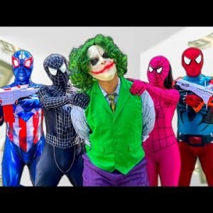 TEAM SPIDER-MAN vs BAD GUY TEAM || Rescue Pink From JOKER ?? ( Nerf War Movie ) By Follow Me