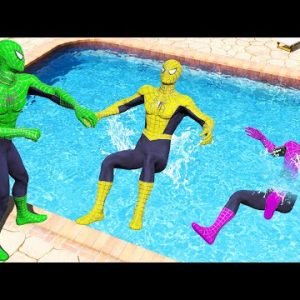 GTA 5 Rainbow Spiderman Falling Into Pool (Spider-Man Jumps & Ragdolls) #8